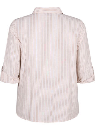 Shirtblouse met knoopsluiting van katoen-linnenmix, Sandshell White, Packshot image number 1