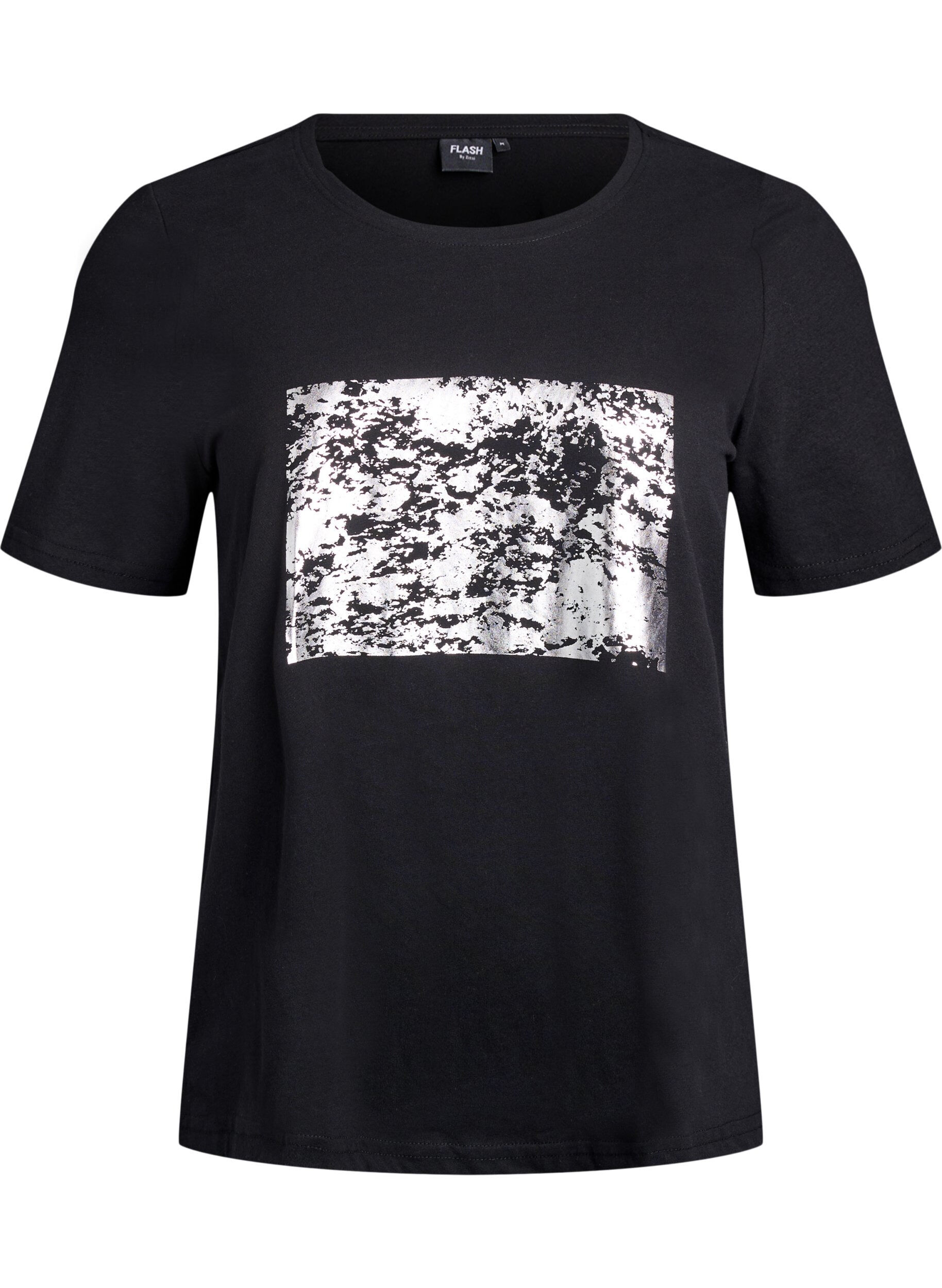 ZizziT-shirt met print, Zwart, Packshot image number 0