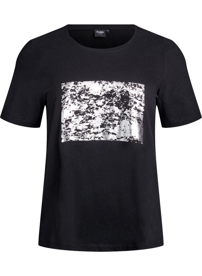 T-shirt met print, Zwart, Packshot image number 0