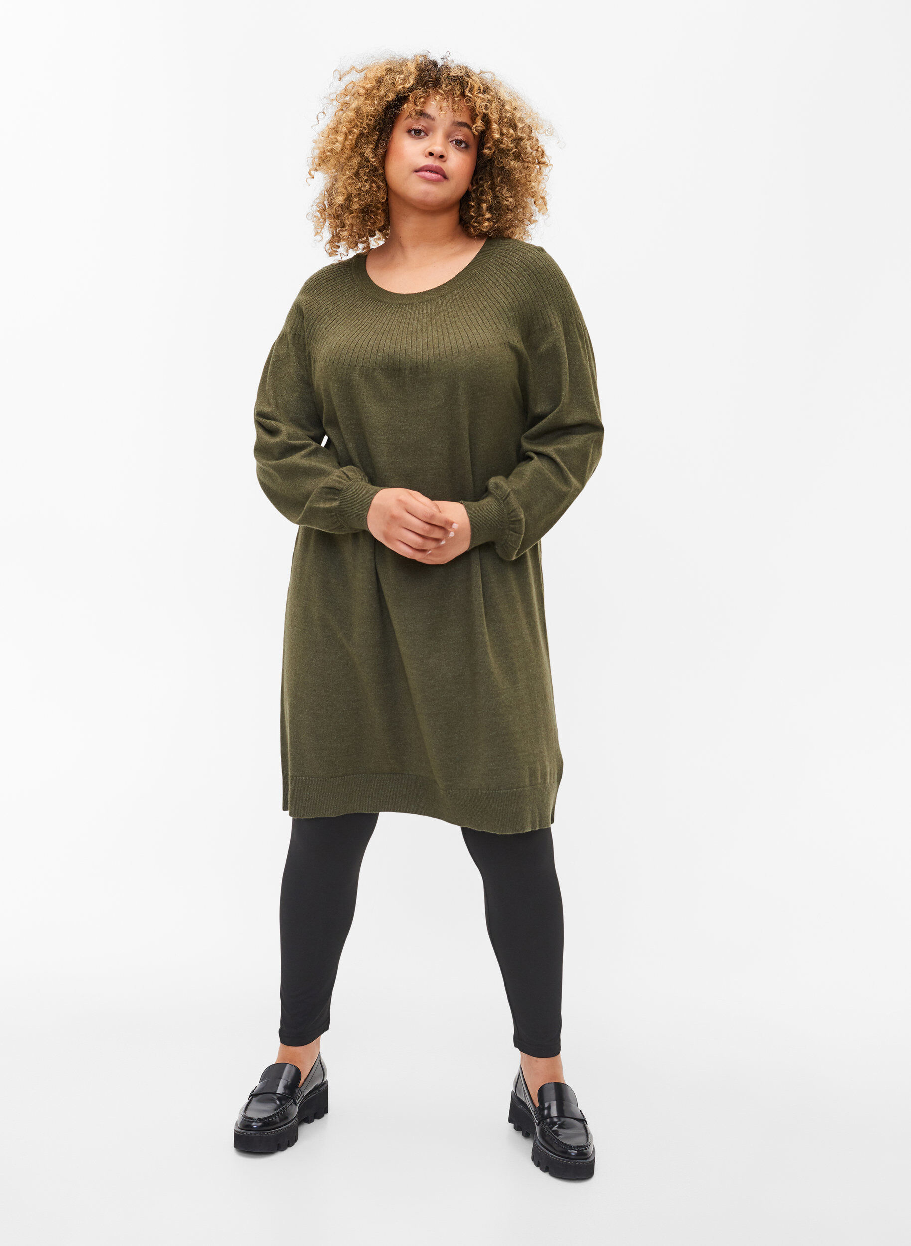 Zizzi 2-pack basis leggings, Black, Model image number 2