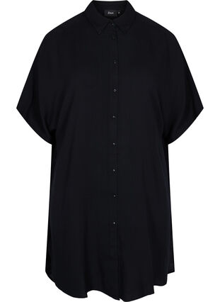 Lange viscose blouse met 2/4 mouwen, Black, Packshot image number 0