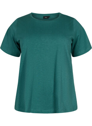 Set van 2 basic t-shirts in katoen, Mallard Green/Black, Packshot image number 2