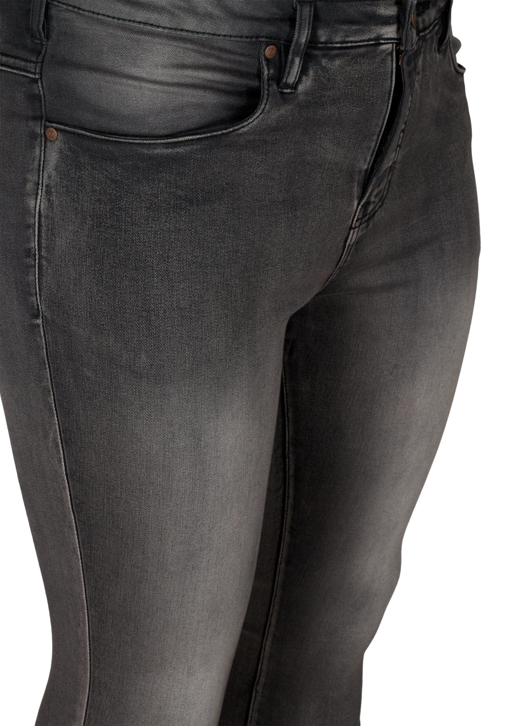 Zizzi Super slim Amy jeans met hoge taille, Dark Grey Denim, Packshot image number 2