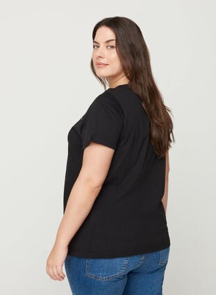 Katoenen t-shirt met klinknagels, Black, Model image number 1