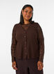 Mouwloos top met een golvende textuur en knoopsluiting, Bruin, Model image number 0