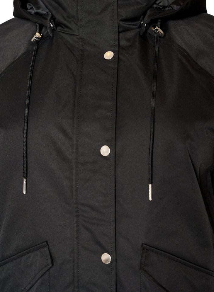 Gewatteerde parka met afneembare capuchon, Zwart, Packshot image number 2