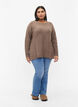 Gemêleerde pullover met zijsplit, Walnut/White Mel., Model image number 2