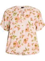 Viscose blouse met bloemenprint en korte mouwen, 9991