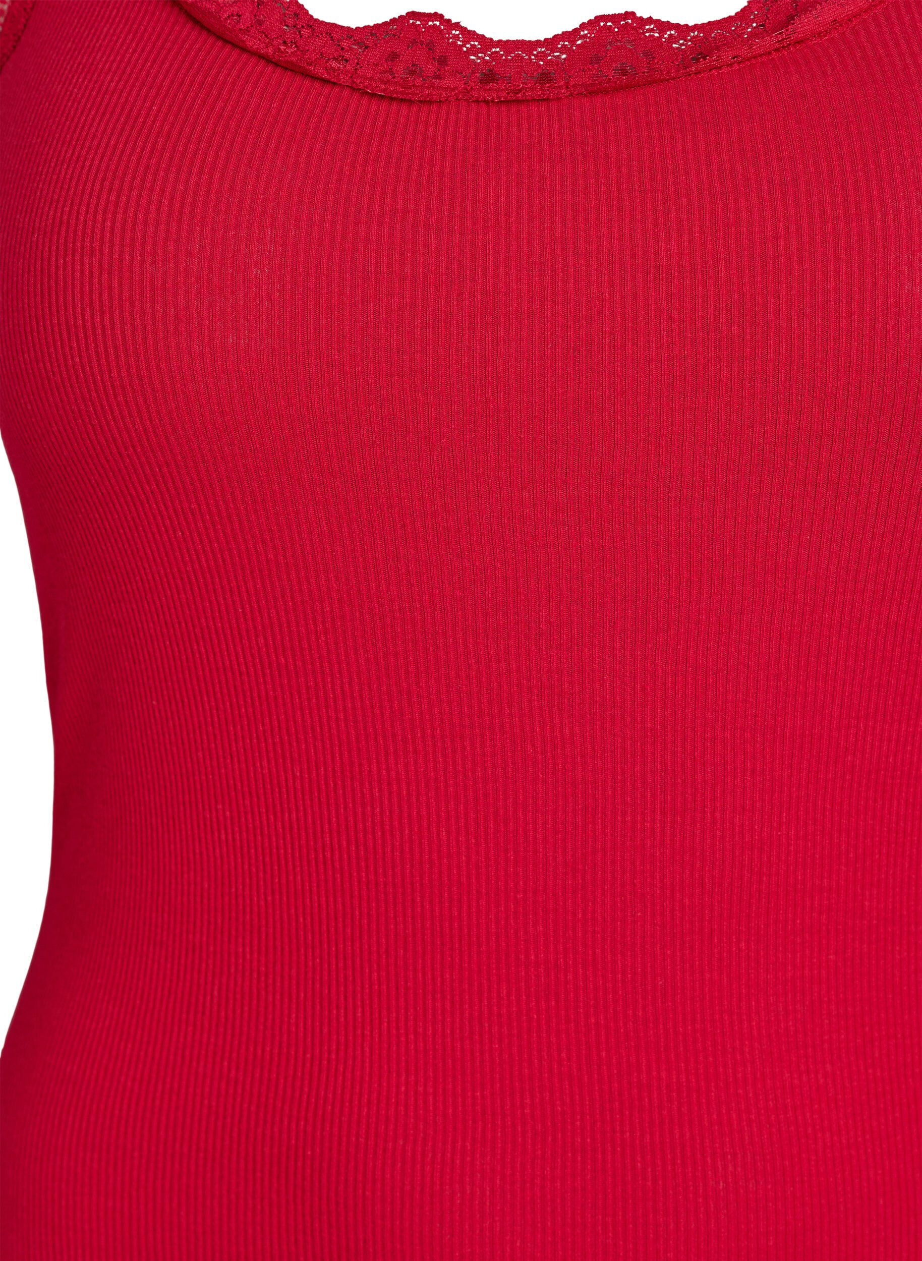 ZizziTop met kanten afwerking, Rood, Packshot image number 2