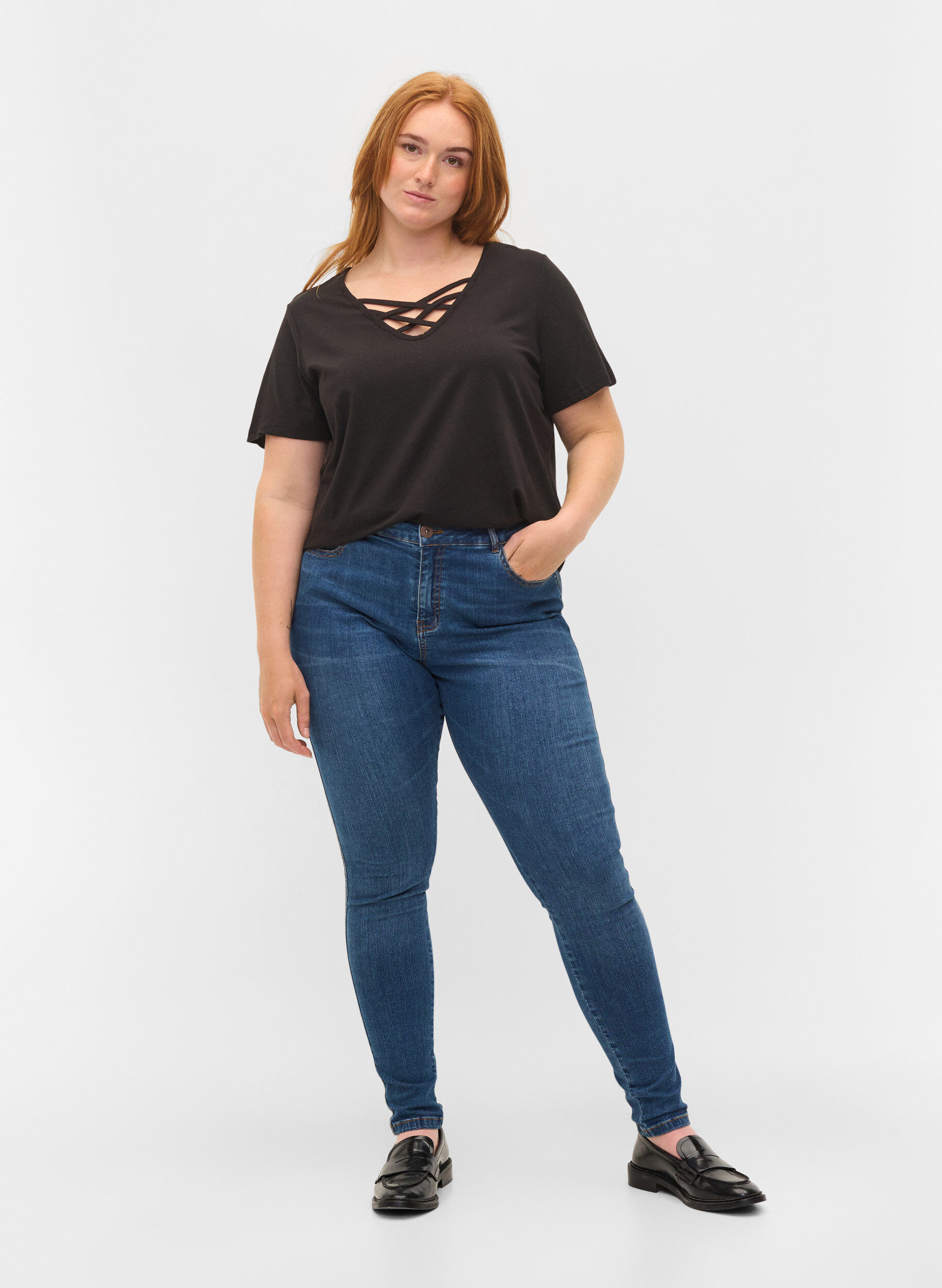 Zizzi T-shirt, Black, Model image number 2