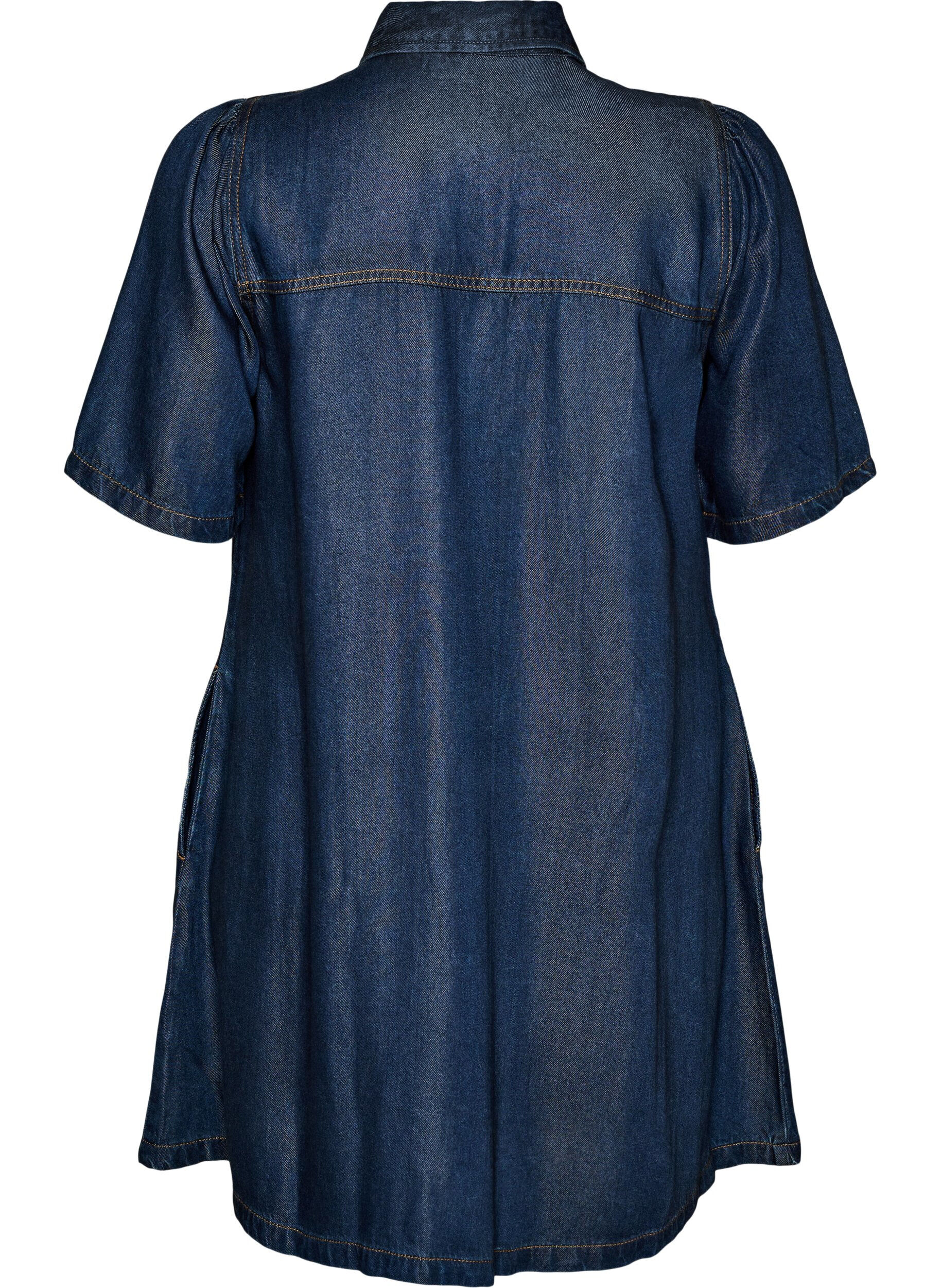 ZizziDenim jurk van lyocell met knopen en korte mouwen, Blauw, Packshot image number 1