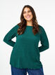 Blouse met lange mouwen en strassstenen, Groen, Model image number 0