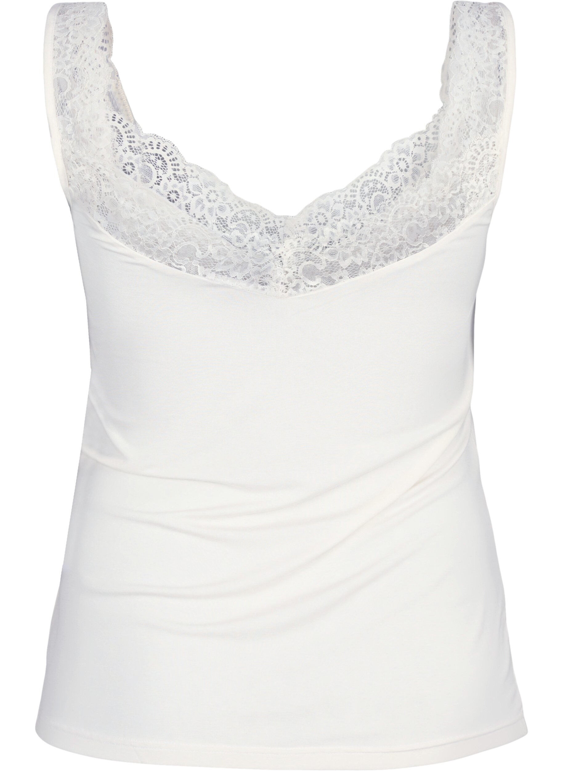 ZizziTop van viscose met kanten rand, Vanille, Packshot image number 1