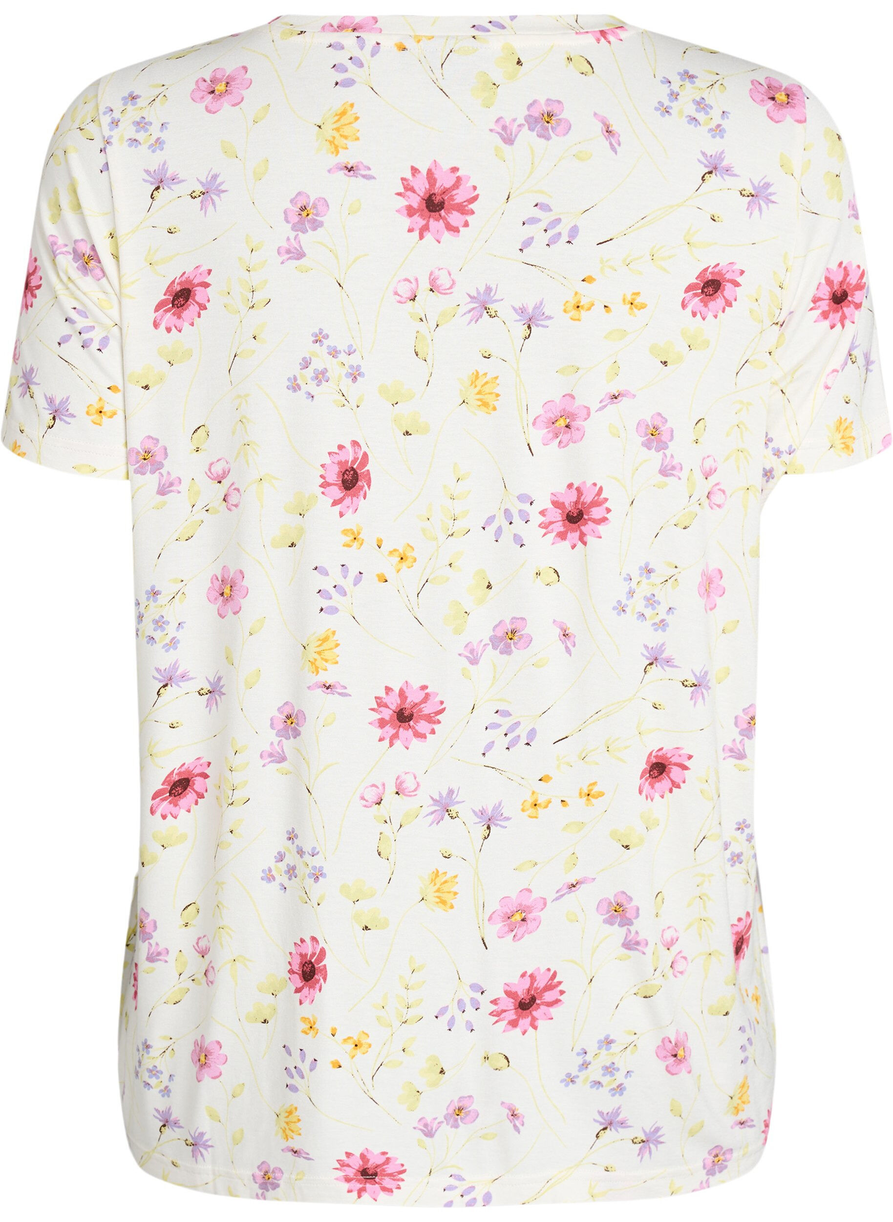 Zizzi T-shirt met bloemenprint, Wit, Packshot image number 1