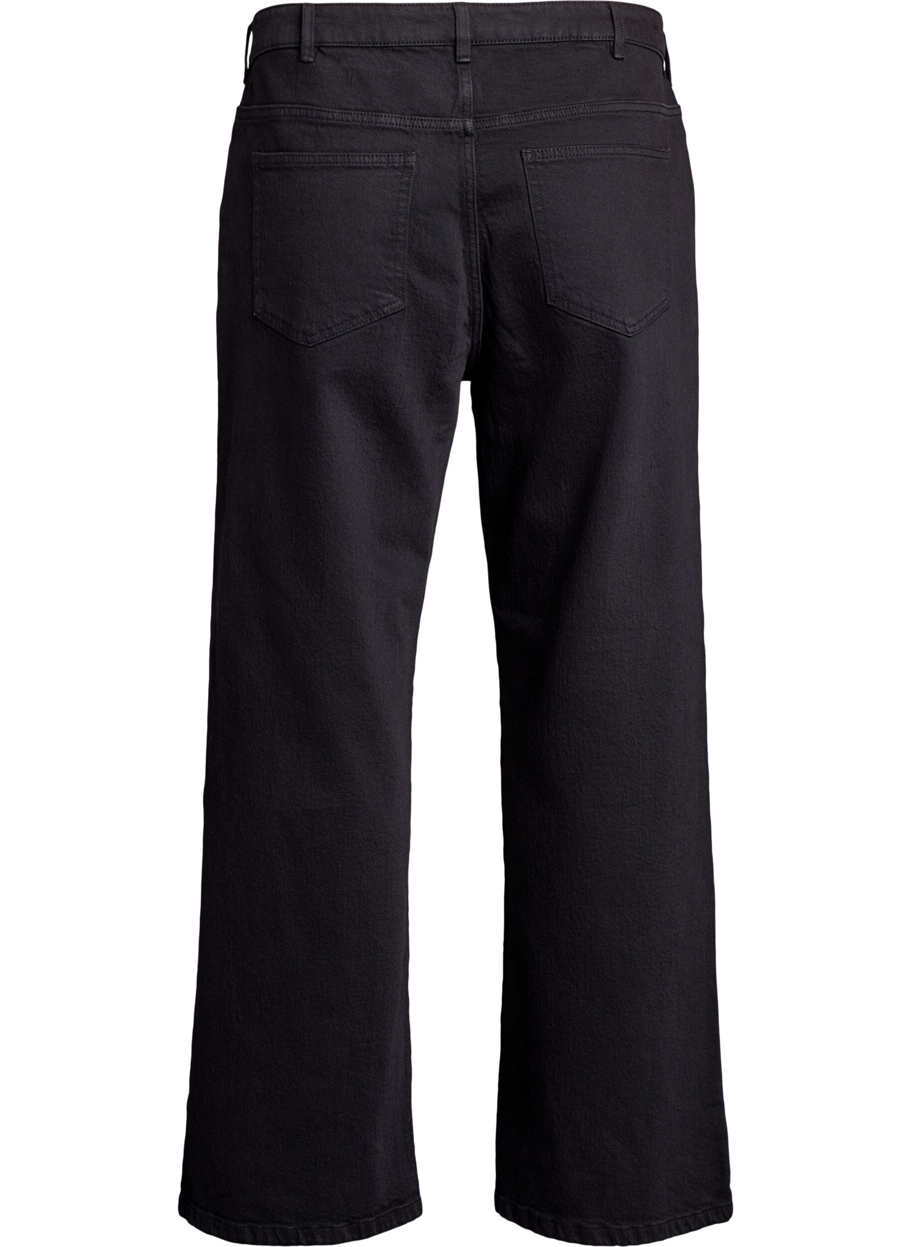 Zizzi Wide-leg jeans met hoge taille, Zwart, Packshot image number 1