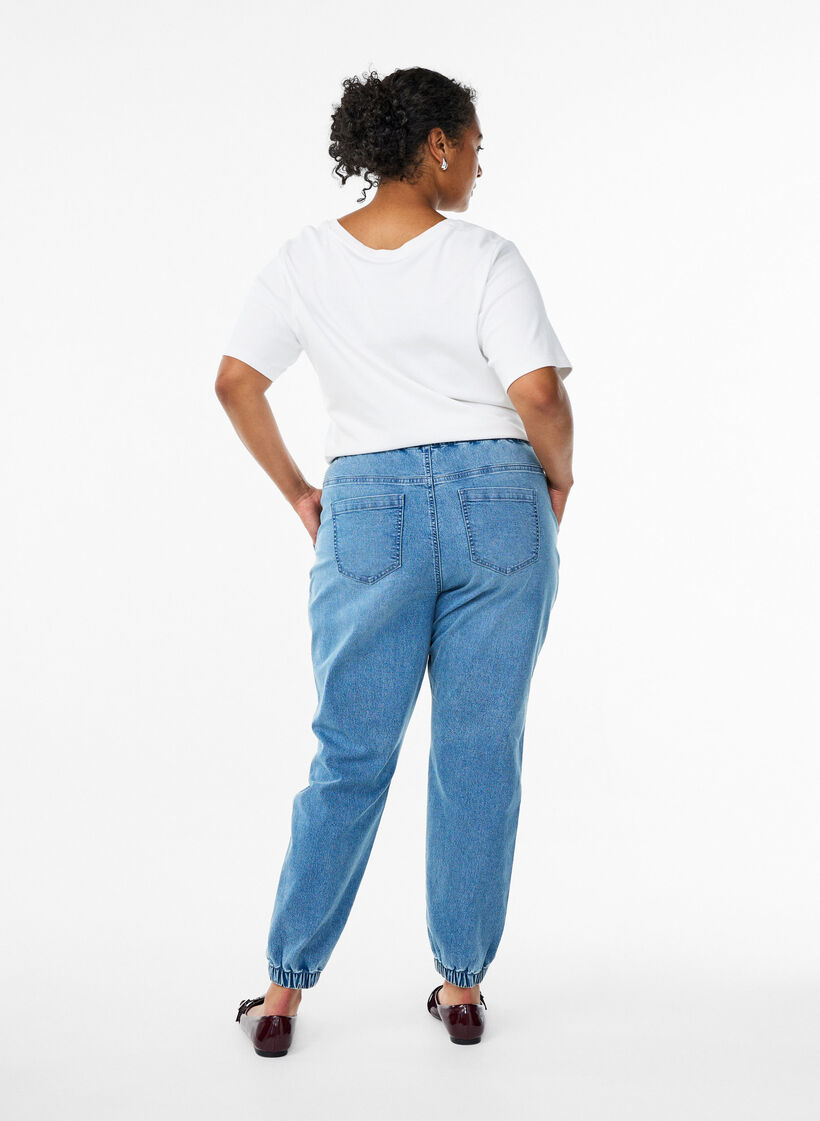 Denim joggers met zakken, Blauw, Model
