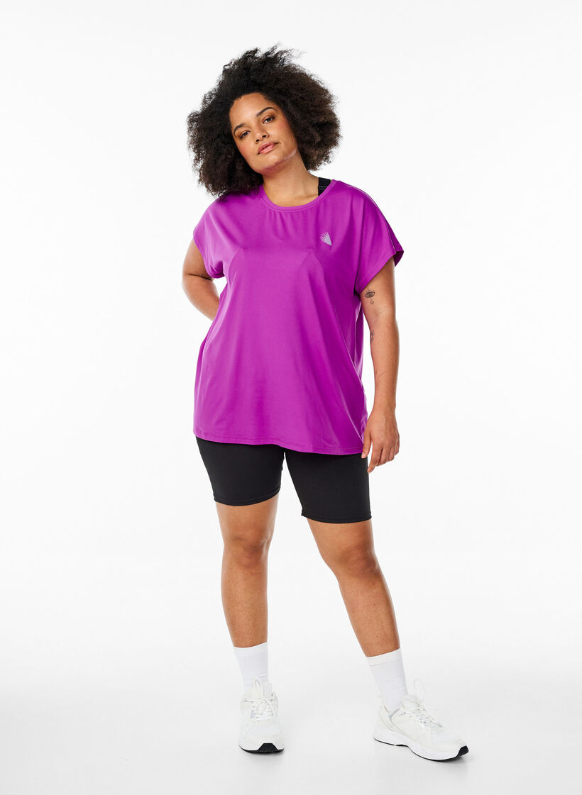 Effen gekleurd trainingsshirt, Paars, Model image number 1