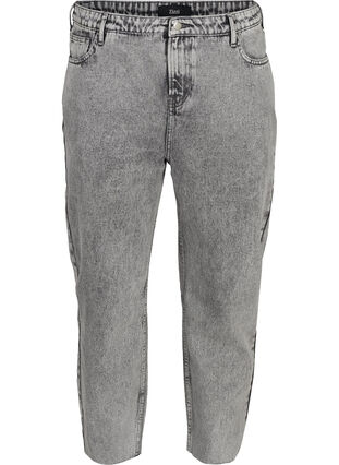 Cropped mom fit Mille jeans met losse pasvorm, Grey acid wash, Packshot image number 0
