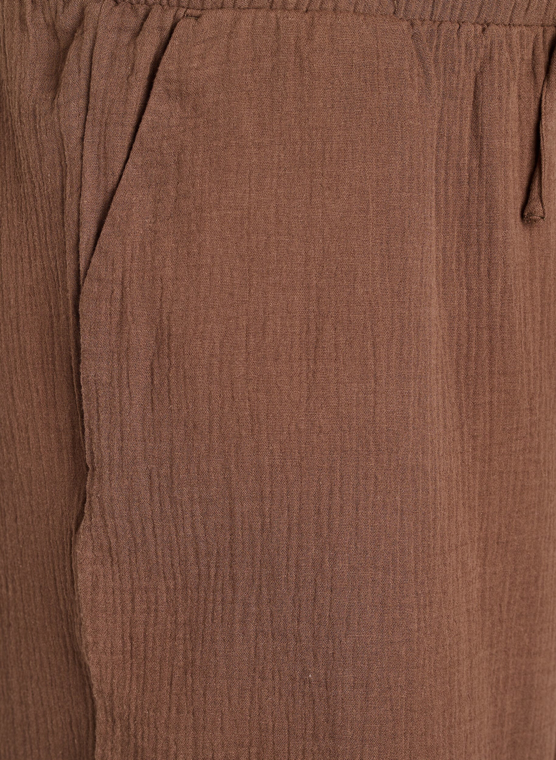Zizzi Culotte broek van katoen met hoge taille, Bruin, Packshot image number 2