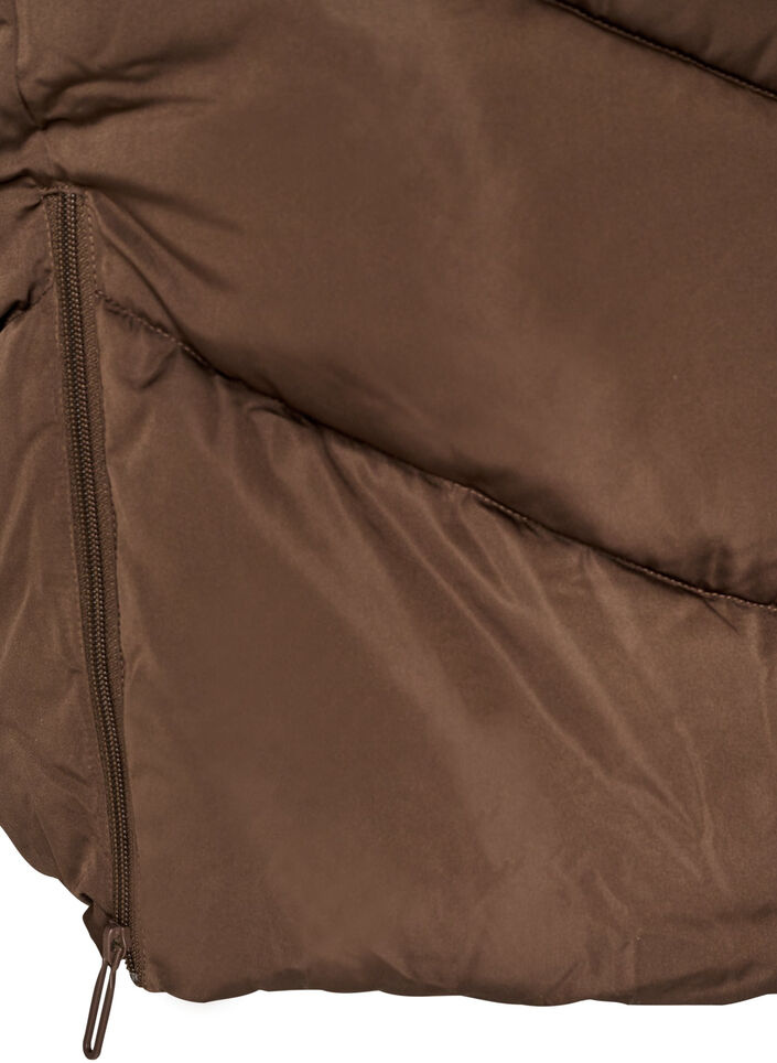 Lange pufferjas met capuchon en zakken, Bruin, Packshot image number 4