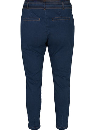 Cropped jeans met riem, Blue denim, Packshot image number 1