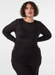 Blouse met ajourpatroon en lange mouwen, Zwart, Model image number 0