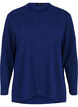 Melange Blouse met een rond halsje en lange mouw, Sodalite Blue, Packshot image number 0