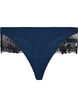 Hipsterstring met bloemenborduursel en normale taille, Blauw, Packshot image number 0