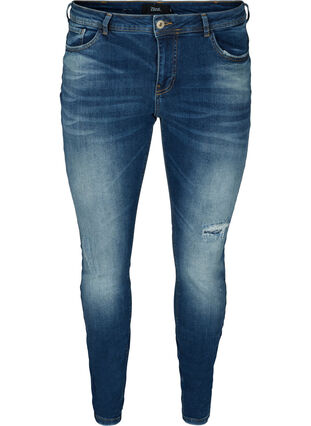 Extra slim fit Sanna jeans met normale taille, Dark blue denim, Packshot image number 0