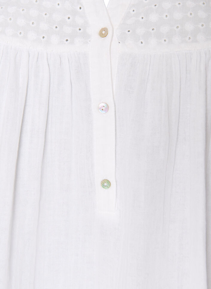 Blouse in katoenen mousseline met broderie anglaise, Wit, Packshot image number 2