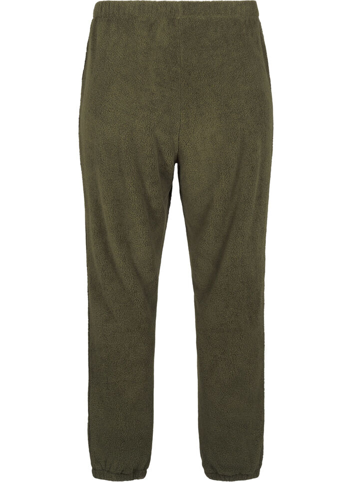 Zachte teddy broek met elastische taille, Forest Night, Packshot image number 1