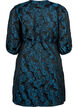 Jacquard wikkeljurk met 3/4 mouwen, Black Blue, Packshot image number 1