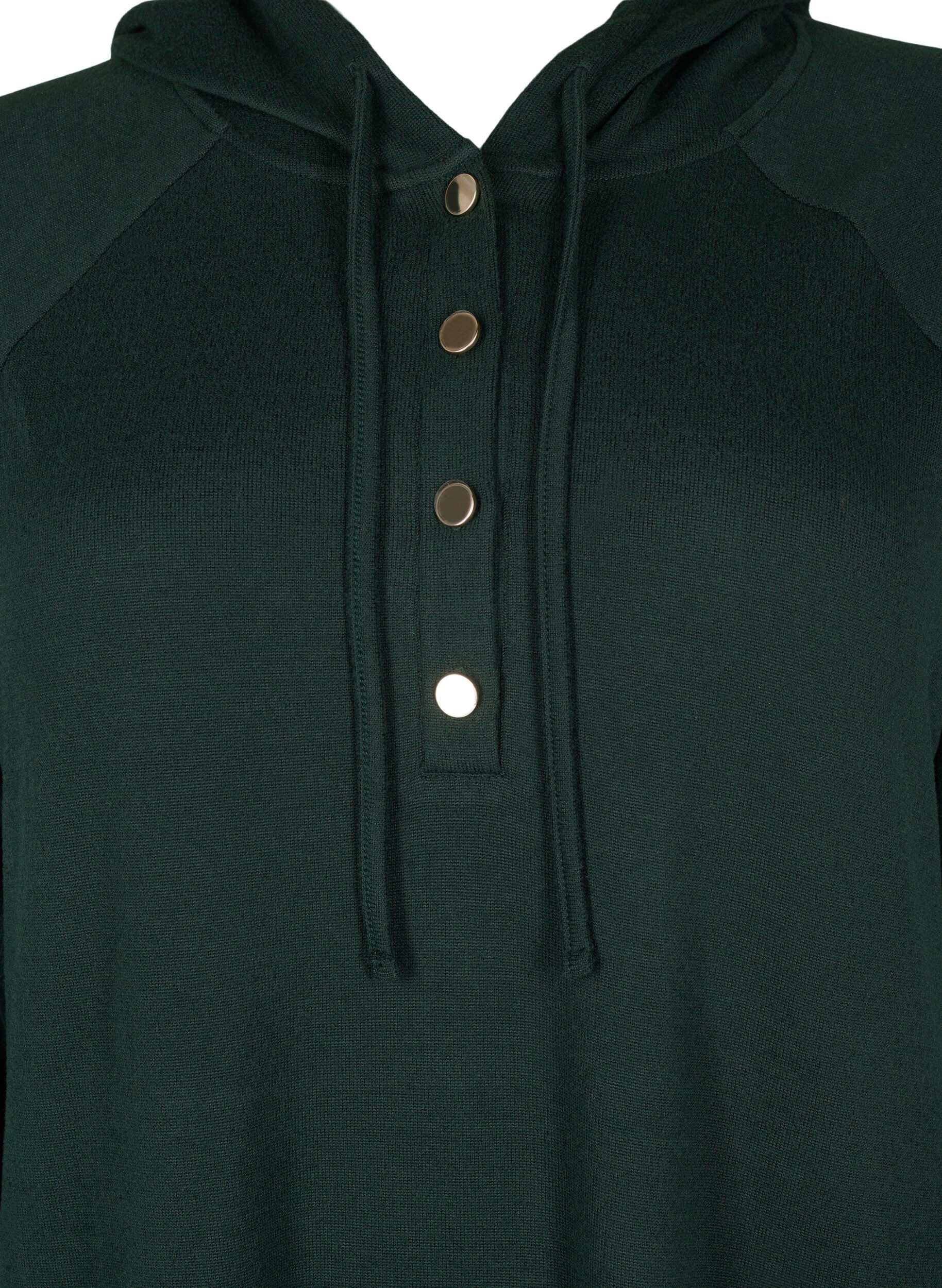 Zizzi Sweaterjurk met lange mouwen en capuchon, Scarab M&eacute;l., Packshot image number 2