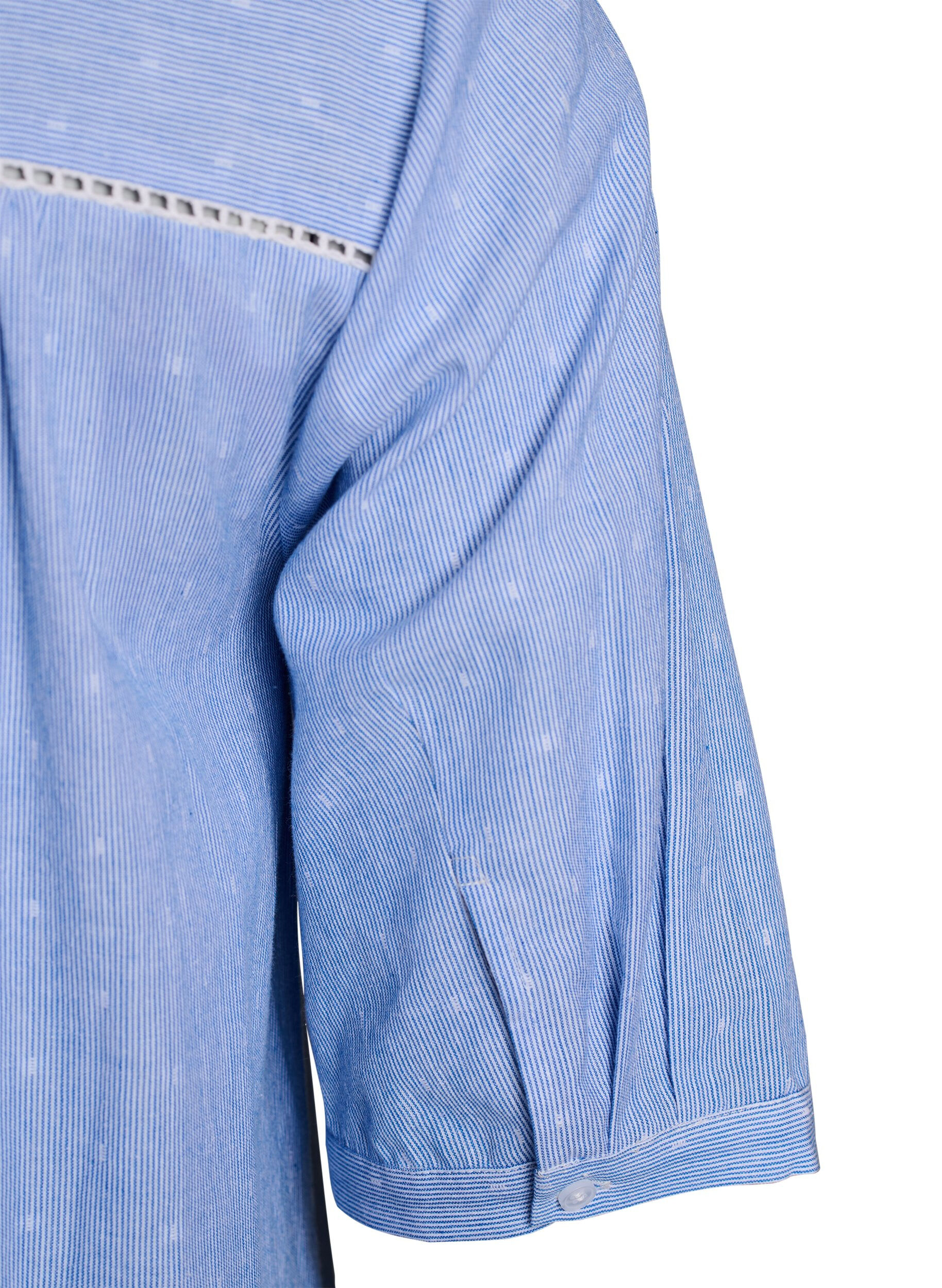 Zizzi Korte jurk met kanten linten en A-lijn vorm, Blauw, Packshot image number 3