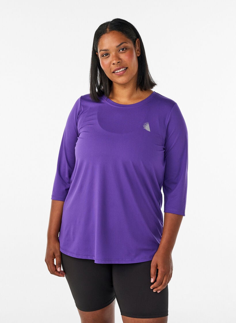 Sporttop met 3/4 mouwen, Paars, Model image number 0