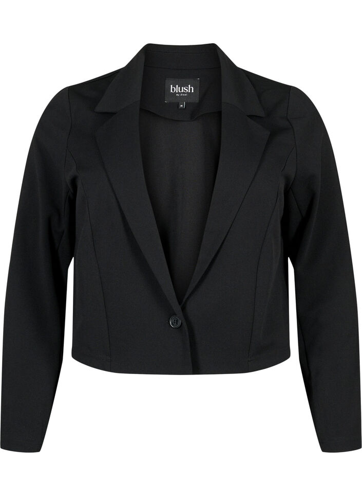 Korte blazer met knoop, Black, Packshot image number 0