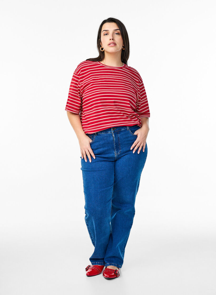 Gestreepte T-shirt, Rood, Model image number 1