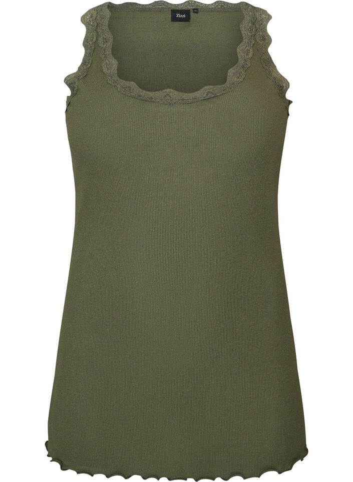 Top met kant, Groen, Packshot image number 0