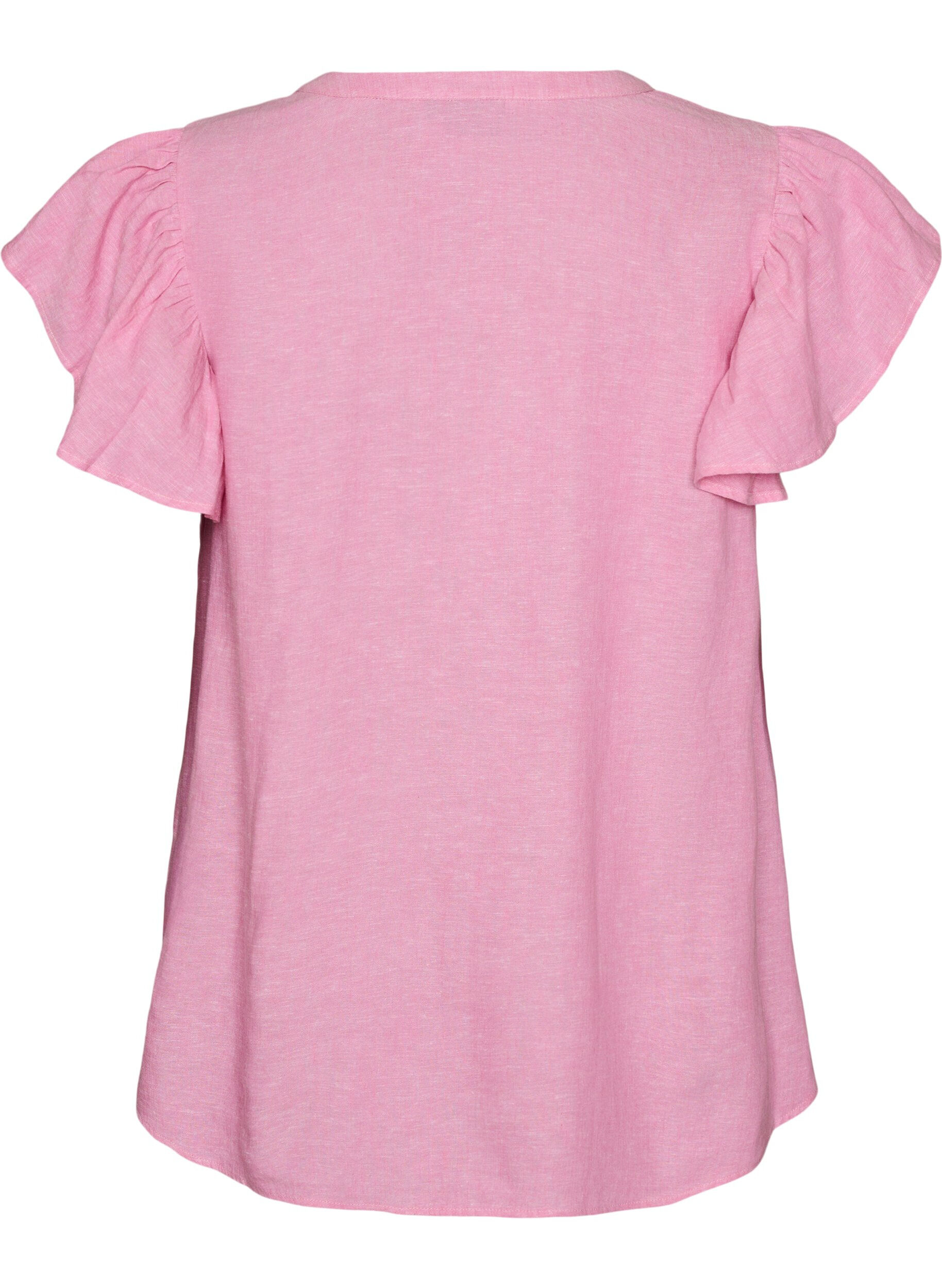 ZizziViscose en linnen blouse met ruches aan de mouwen, Roze, Packshot image number 1