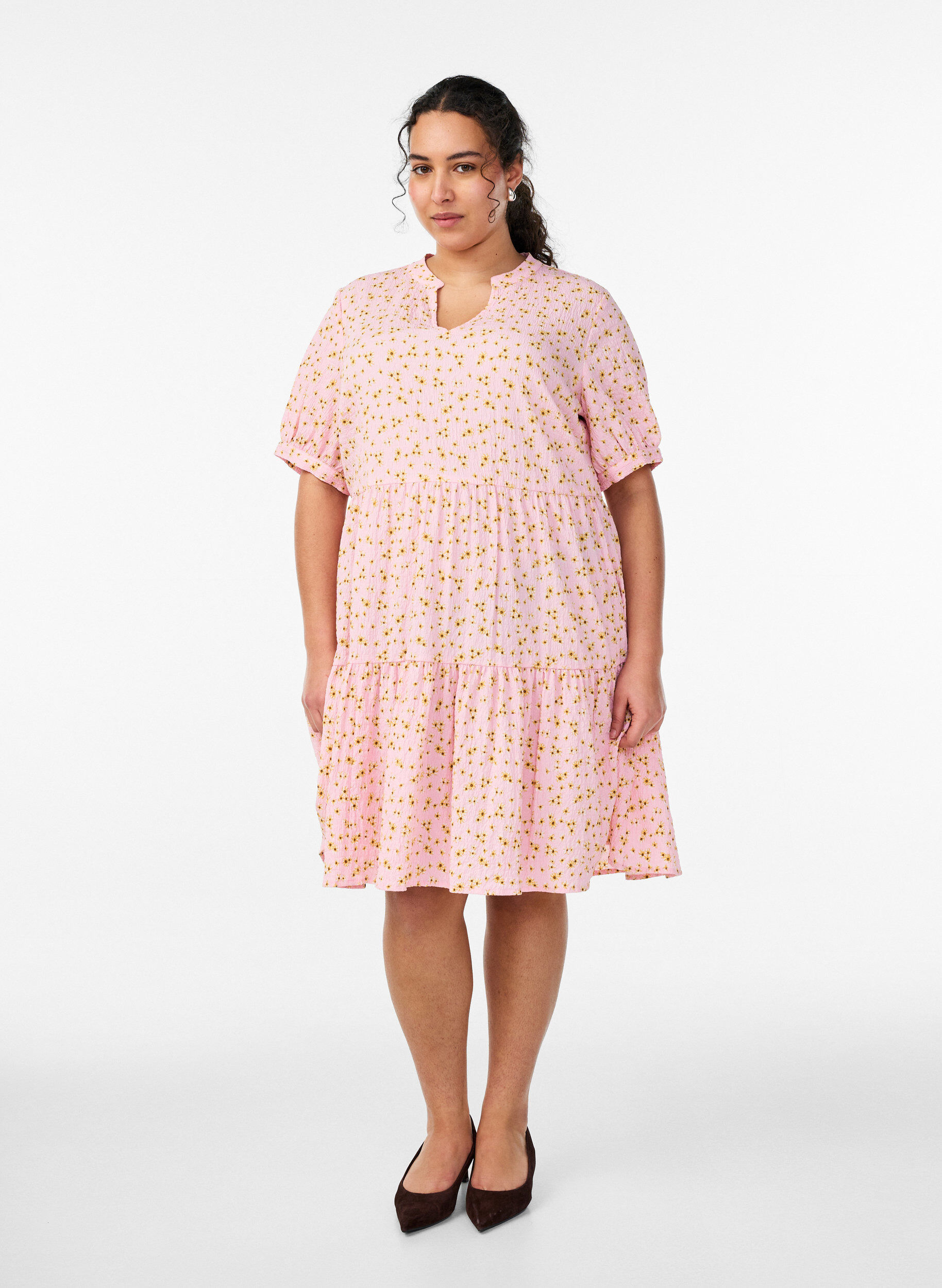 ZizziKorte A-lijn jurk, Roze, Model image number 1