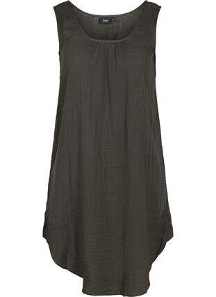 Mouwloze katoenen jurk met a-lijn, Khaki As sample, Packshot image number 0
