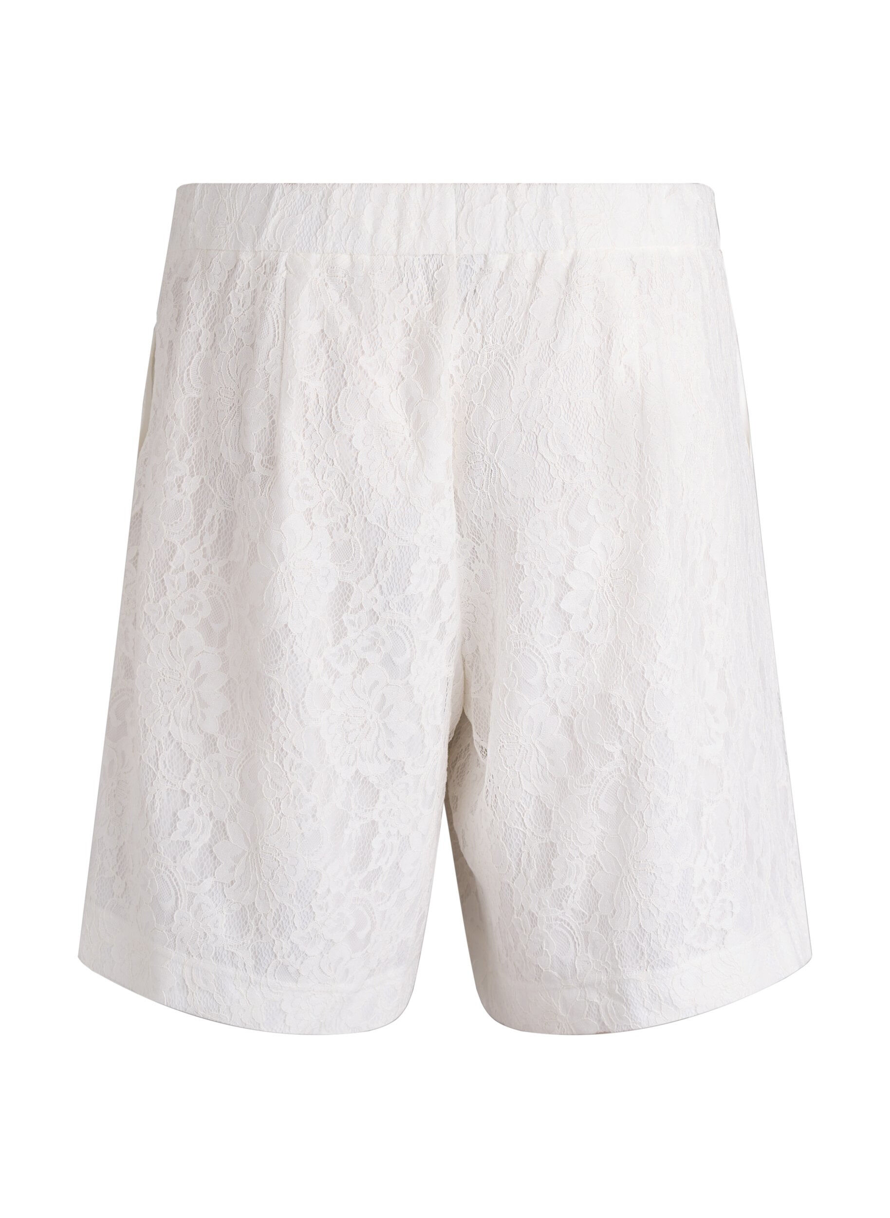 Zizzi Bermuda shorts van kant met hoge taille, Vanille, Packshot image number 1
