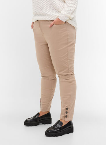 Cropped Amy jeans met knopen, Oxford Tan, Model image number 1