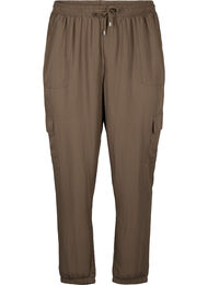 Wijde cargobroek van viscose, Chocolate Chip