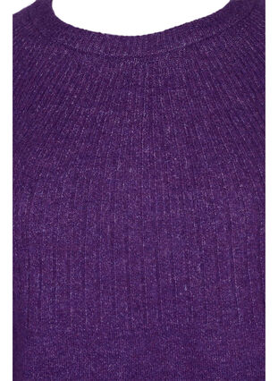 Gemêleerd gebreide blouse met rib en ballonmouwen, Ultra Violet Mel., Packshot image number 2