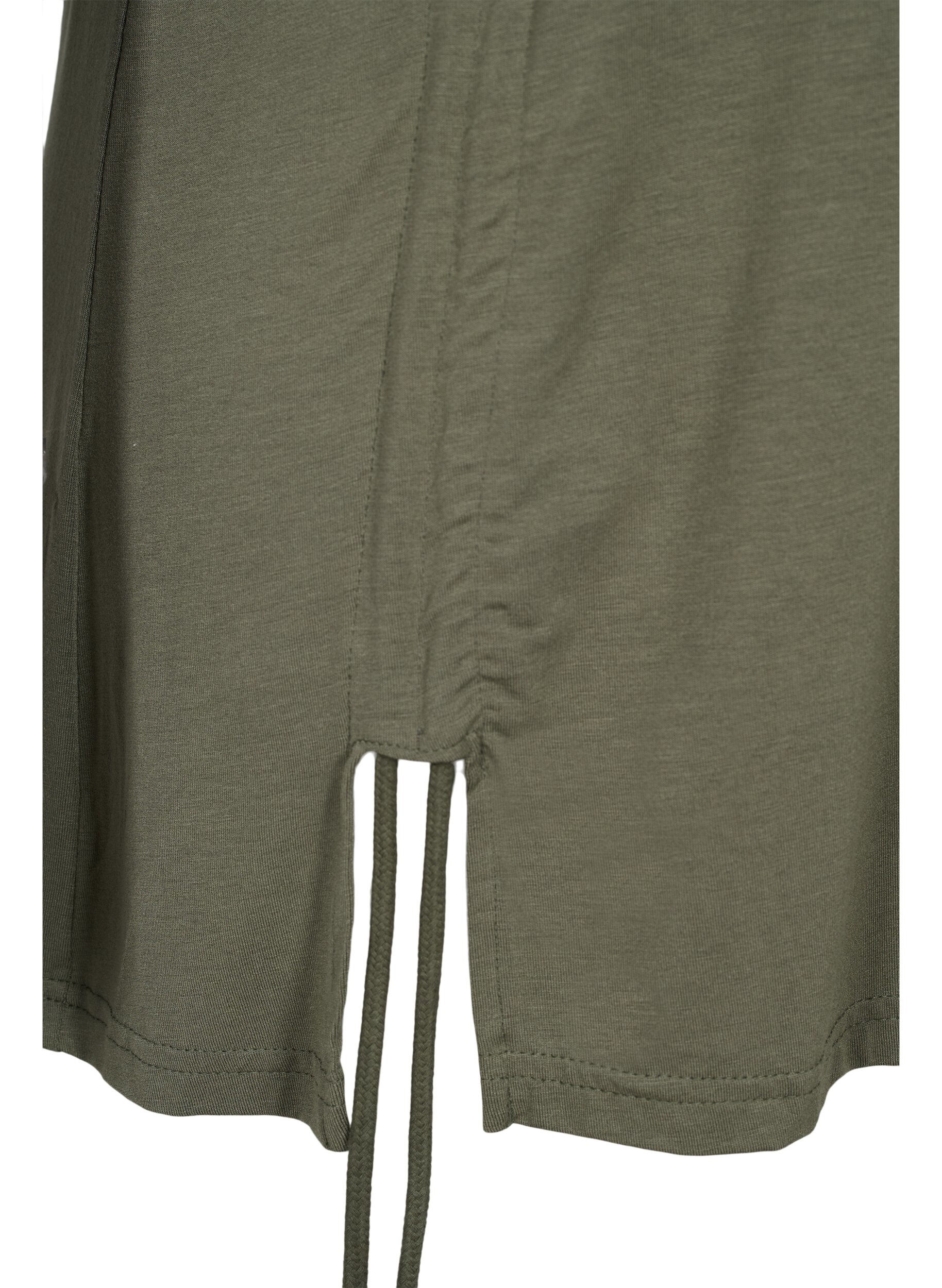 Zizzi Viscose tuniek met koord details, Dusty Olive, Packshot image number 3