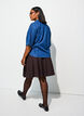 Denimblouse met borstzak en mouwen tot de elleboog, Blauw, Model image number 2