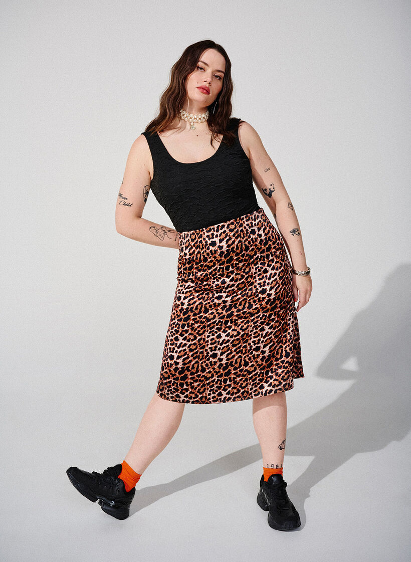 Rok met luipaardprint en splitten, Leopard AOP, Image image number 0