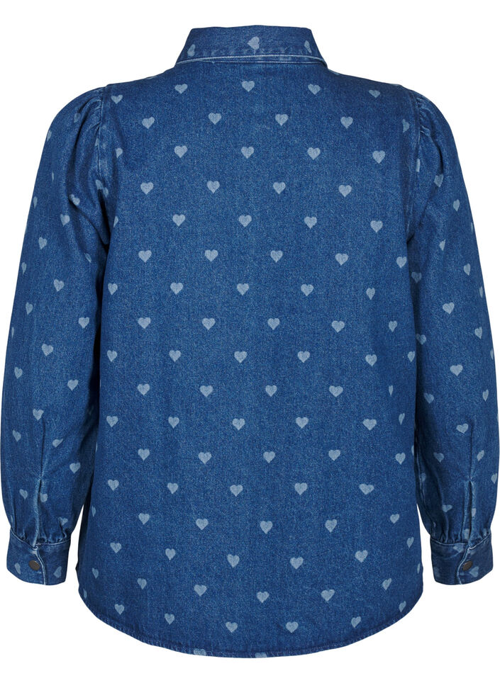 Denim shirt met hartjes, L. Blue D. W. Heart, Packshot image number 1