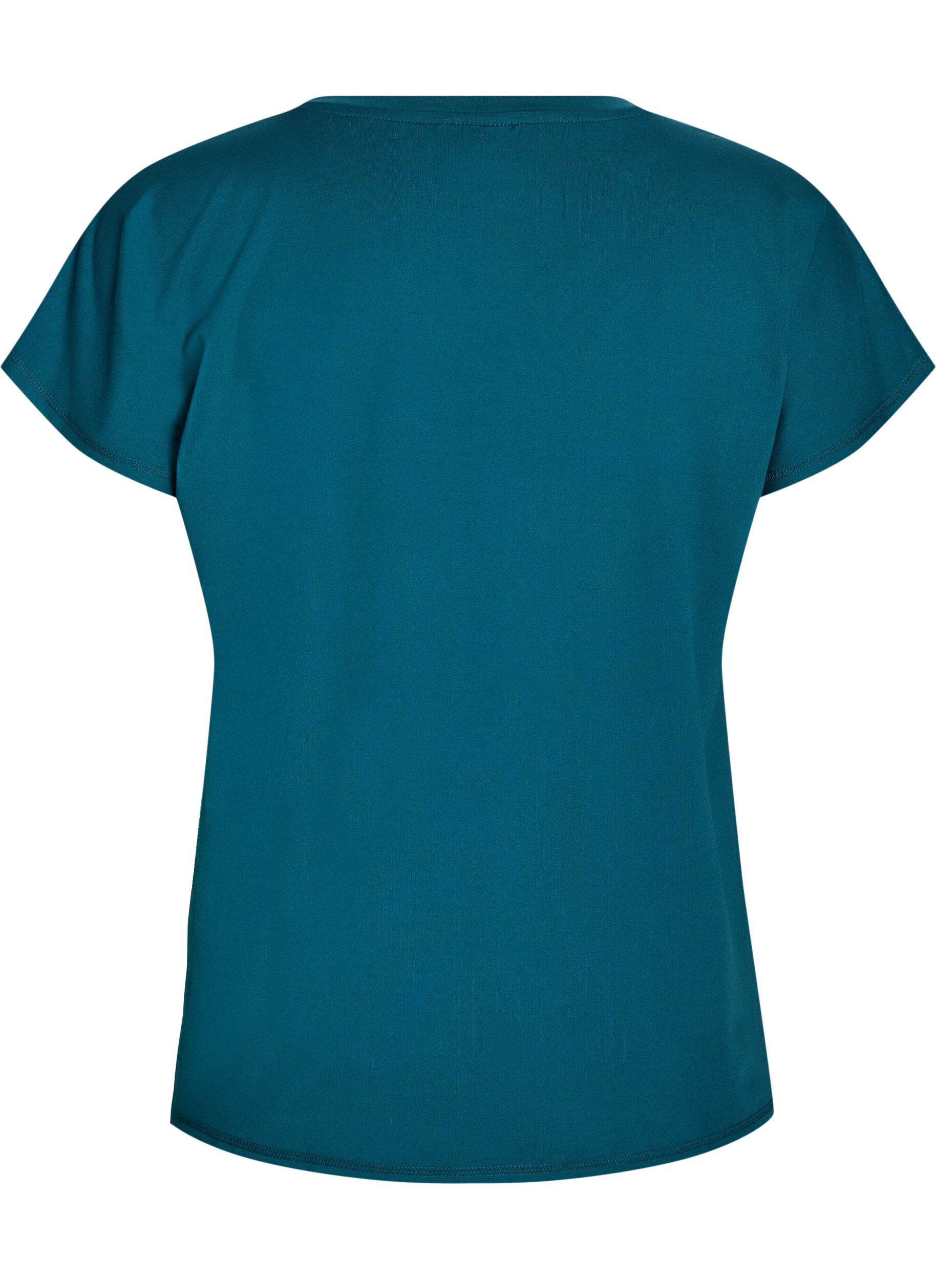 Zizzi Losvallend sport T-shirt met V-hals, Groen, Packshot image number 1